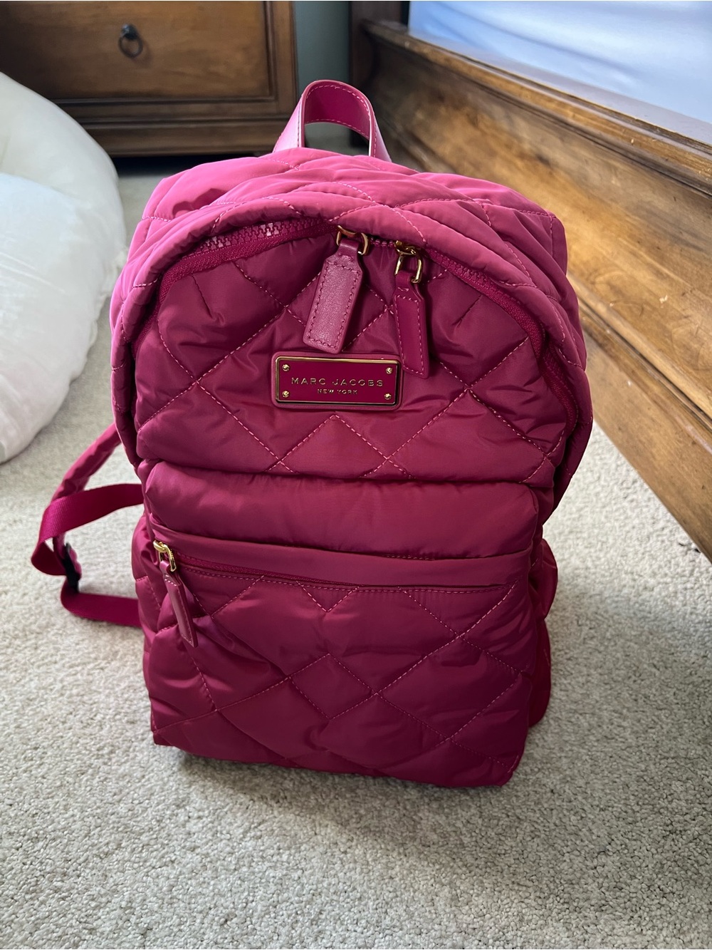 Fuchsia Quilted Backpack - Picture 2 of 2